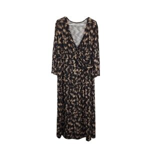 Investments Soft Separates Women's Printed Sleeve Faux Wrap Midi Dress - 2X
